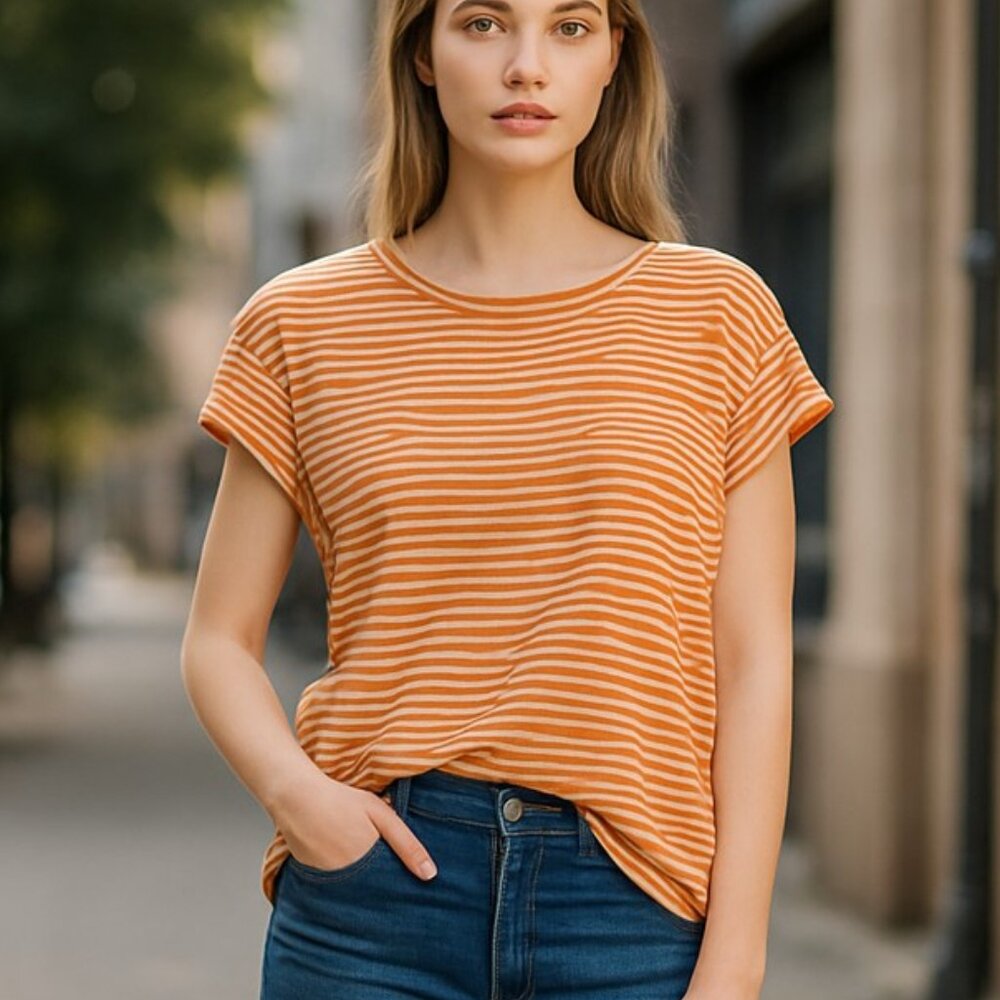 NWT Free People Halo Stripe Tee in Copper